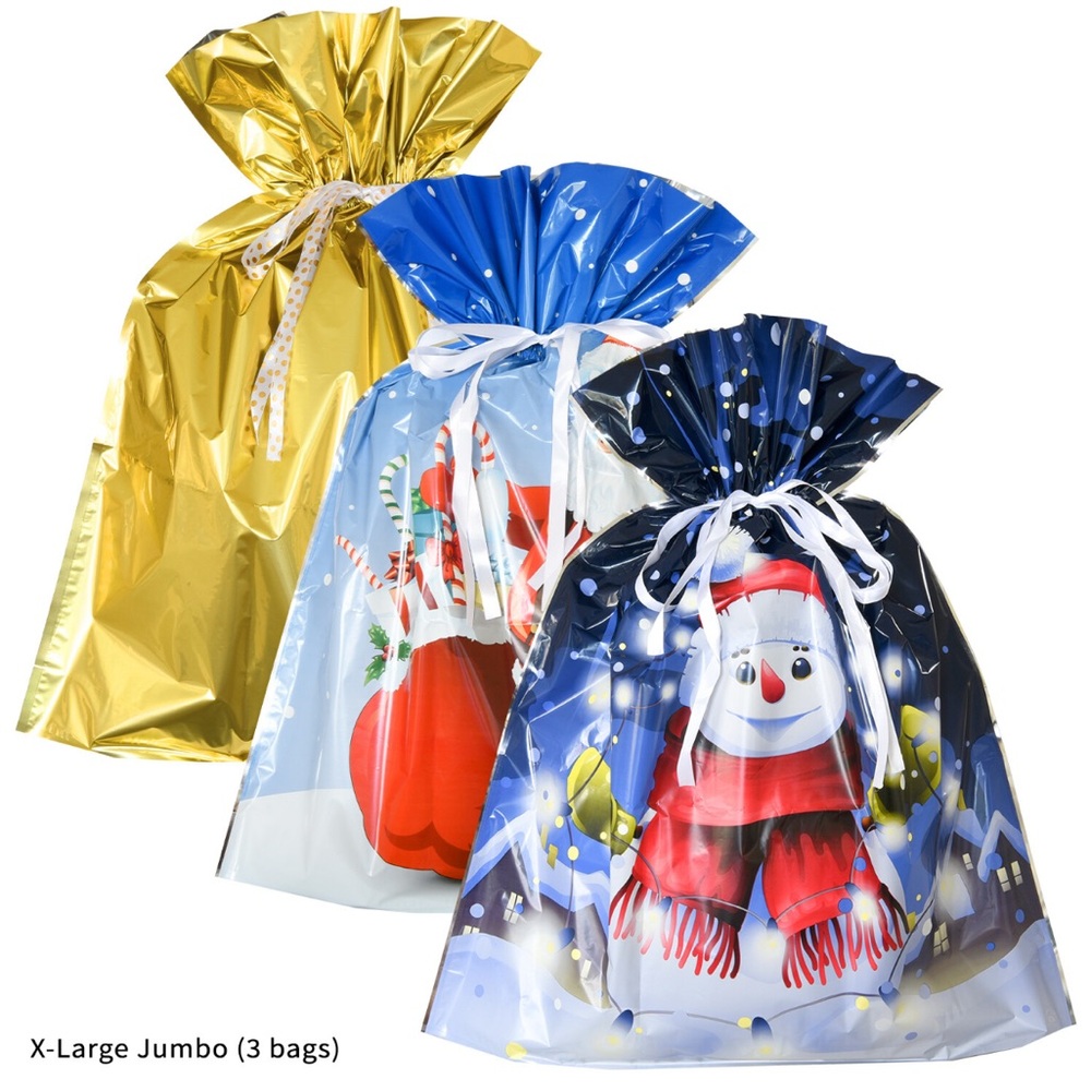 Festive Gift Bags Set - Gold, Blue, Red